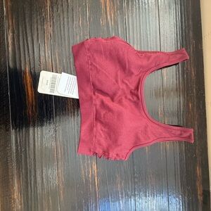 Fabletics Maroon Ribbed Sports Bra